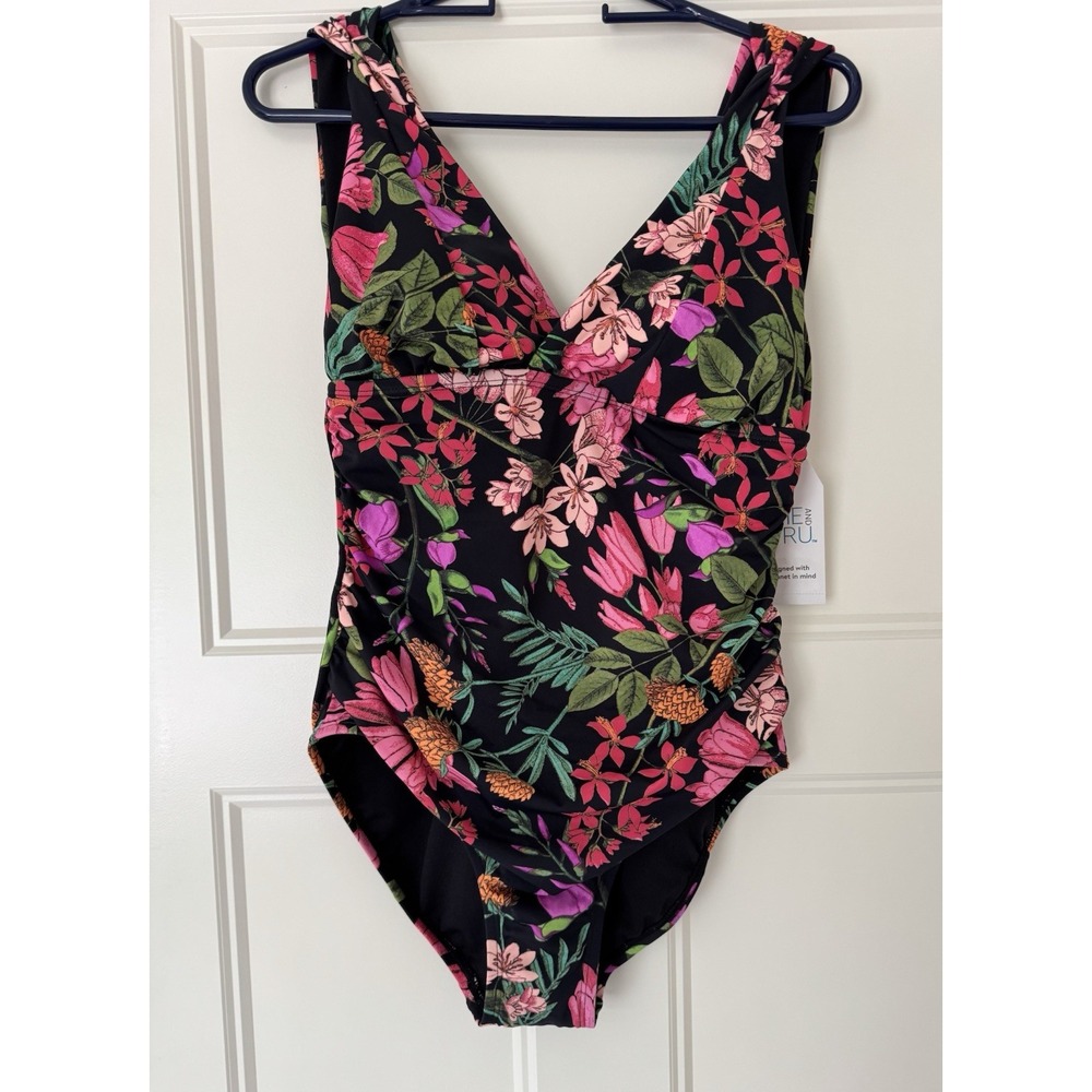 Time Tru One Piece Swimsuit Women's Medium 8/10 Floral Tropical NWT - Picture 1 of 4